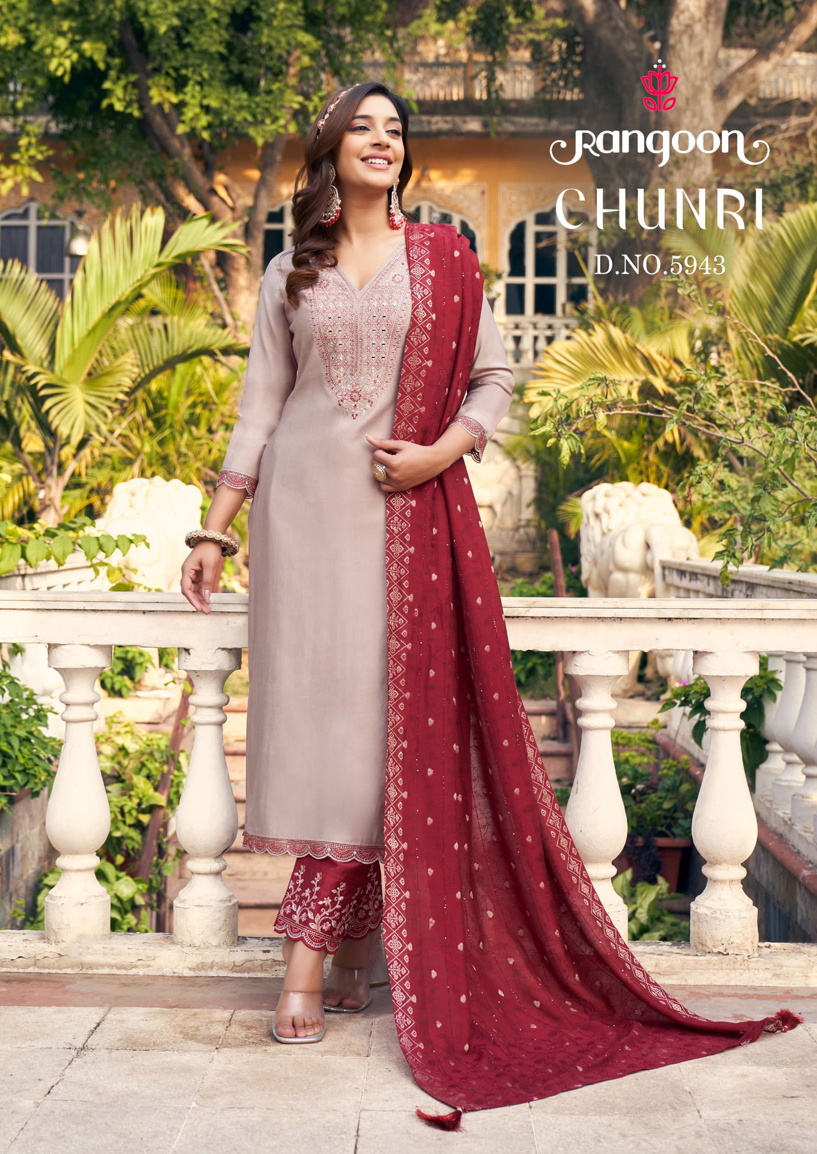  Chunri By Rangoon Viscose Embroidery Kurti Bottom With Dupatta Suppliers In India